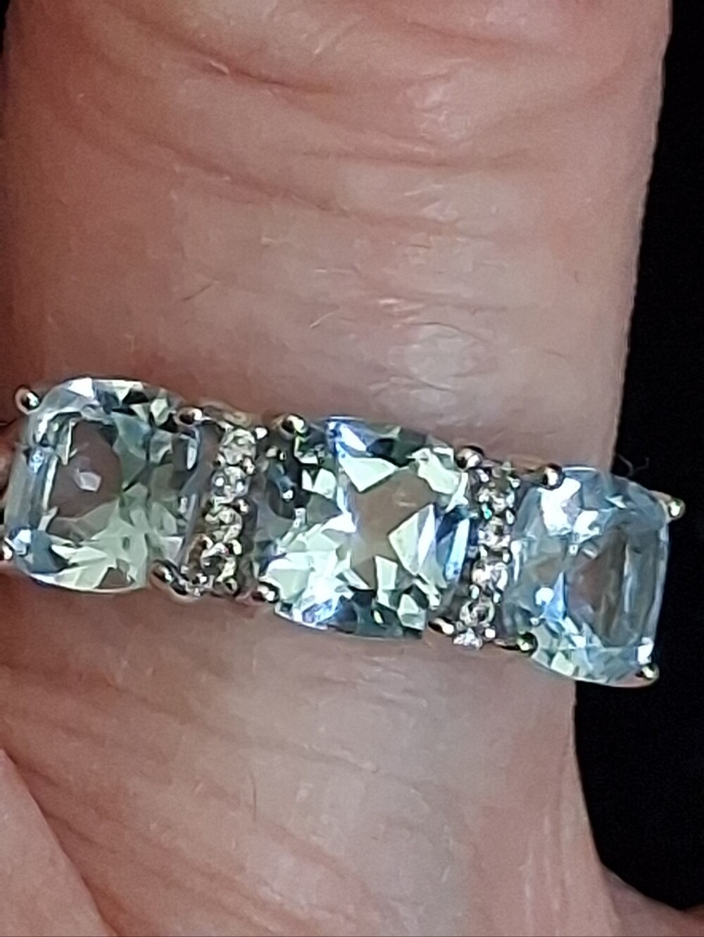 Sterling Silver Aquamarine And Diamond Ring Size 8 - Picture 7 of 13